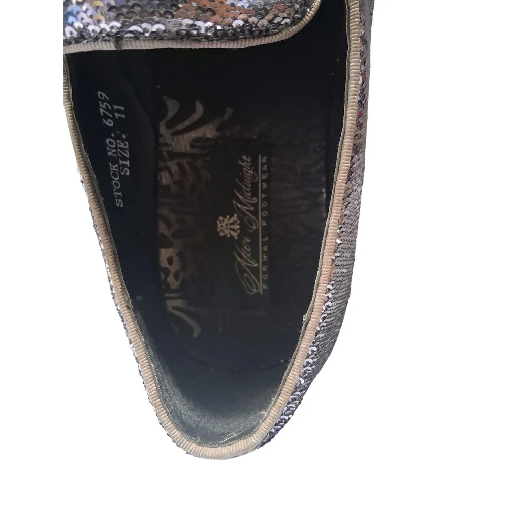 After Midnight Mens Silver Sequin Formal Loafers Horn Tassel Dress Shoes 6759 11